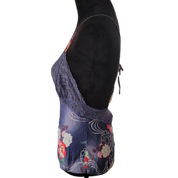 Women's Victoria's Secret Purple Silk & Lace Floral Chemise Lingerie Top Small - Picture 4 of 9